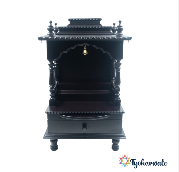 Devghar Wooden Temple for Pooja and Home teak wood with melamine polish rose wood shade |Puja Mandir| designer Temple