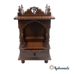 Devghar Wooden Temple with Drawer Storage| Teakwood with melamine polish Temples for Home for Office and Pooja Room | Puja Mandir| Designer Temple