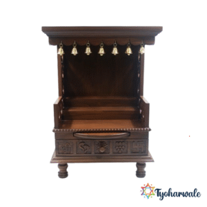 Devghar Wooden Temple with Teak wood with melamine polish| Handcrafted Pooja Ghar Without Door Mandir Diwali Pooja Temples|Home Office and Pooja Room