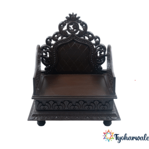 Devghar Wooden Carving Sinhasan - Traditional Wooden Singhasan Sihasan Sinhasan in Walnut shade| For Home Pooja Ghar| Mandasana|