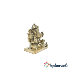 Brass Dagdusheth Ganpati Idol – Handcrafted Lord Ganesha Murti for Home Temple and Gifting – Spiritual Hindu Decor Statue