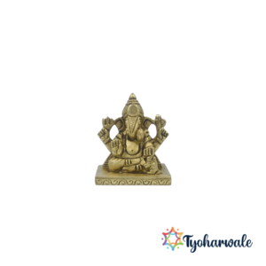 Brass Dagdusheth Ganpati Idol – Handcrafted Lord Ganesha Murti for Home Temple and Gifting – Spiritual Hindu Decor Statue