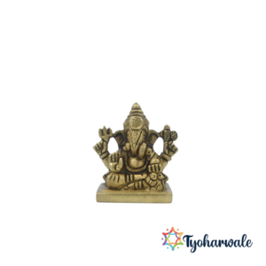 Brass Dagdusheth Ganpati Idol – Handcrafted Lord Ganesha Murti for Home Temple and Gifting – Spiritual Hindu Decor Statue