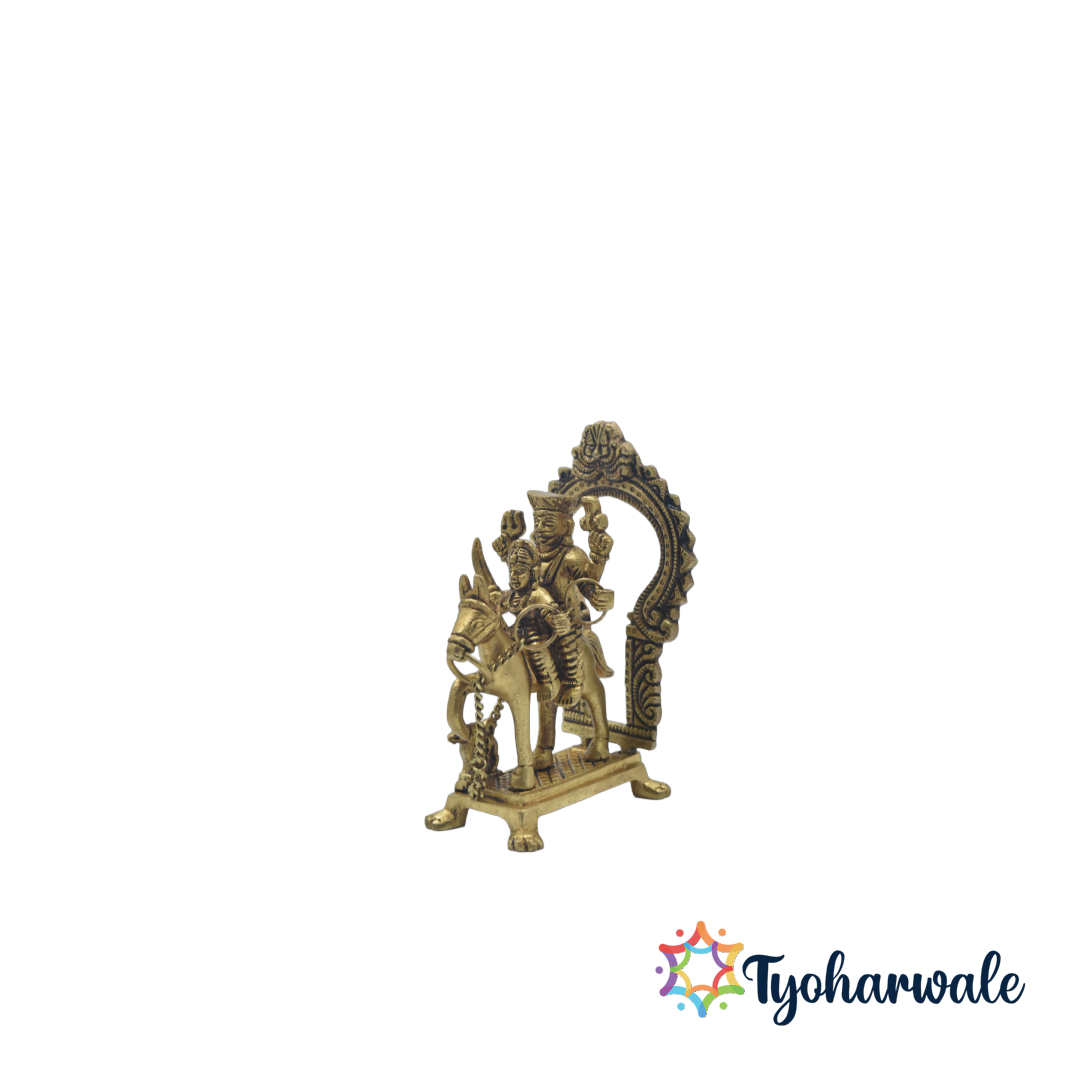 Brass Khandoba Idol – Handcrafted Lord Martanda Bhairava Murti for Jejuri & Khanderaya; Malhar – Home Temple, Mandir & Festival Decor – Hindu God Brass Showpiece