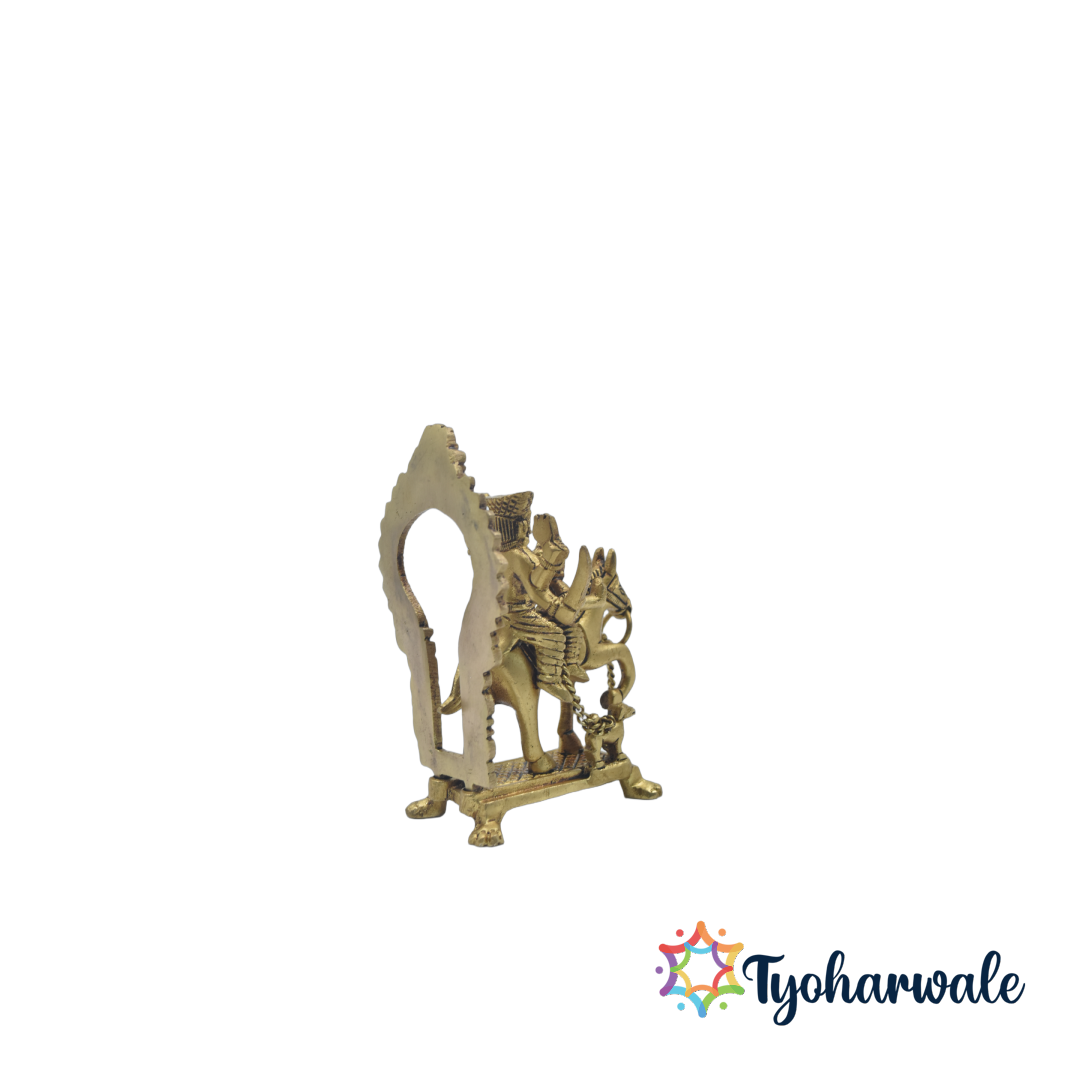 Brass Khandoba Idol – Handcrafted Lord Martanda Bhairava Murti for Jejuri & Khanderaya; Malhar – Home Temple, Mandir & Festival Decor – Hindu God Brass Showpiece