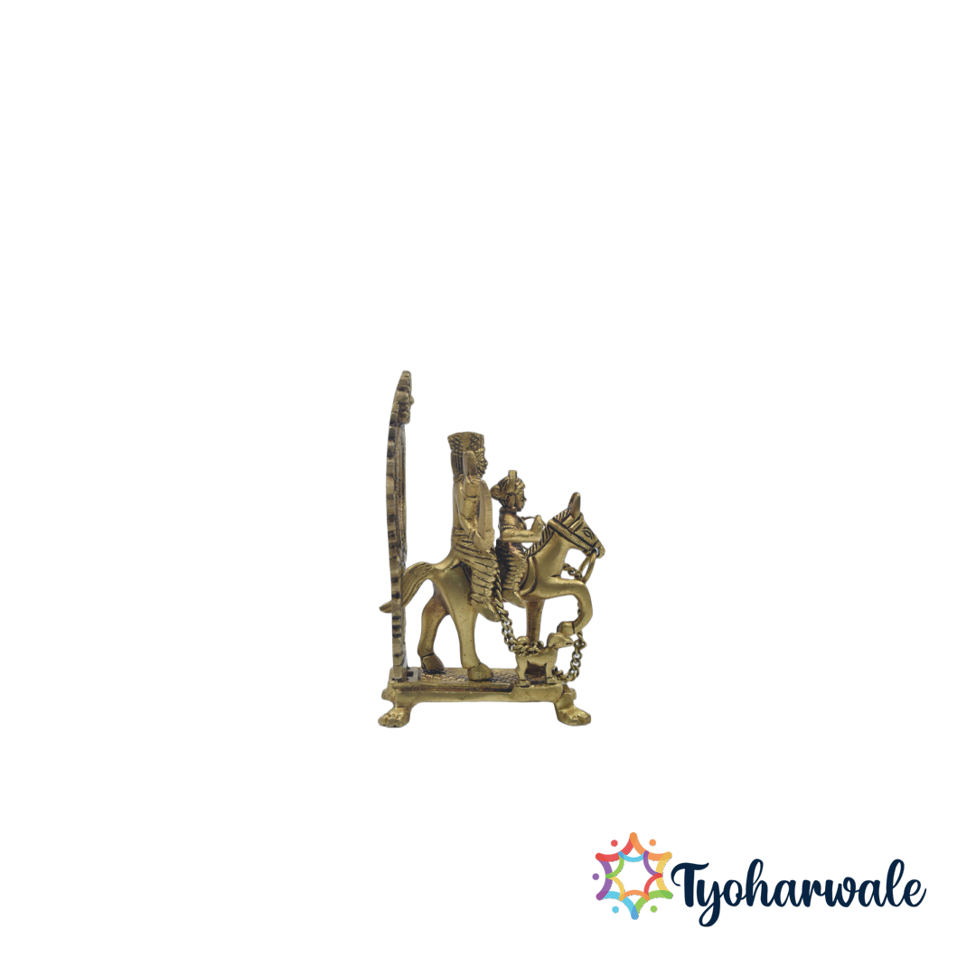 Brass Khandoba Idol – Handcrafted Lord Martanda Bhairava Murti for Jejuri & Khanderaya; Malhar – Home Temple, Mandir & Festival Decor – Hindu God Brass Showpiece