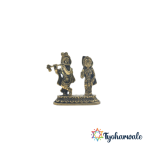 Brass Radha Krishna Statue Pair | Radha Krishna Murti for Pooja Room and Home Décor | Spiritual Gift | Handcrafted Radhe Krishna Idol for Temple, Office and Gifting