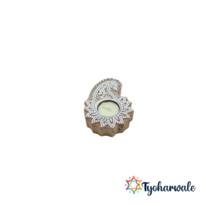 Handcrafted Wooden Diyas – Rustic Oil Lamps for Diwali & Pooja| Wooden Decorative Diyas – Set of 5 for Home, Mandir & Festivals