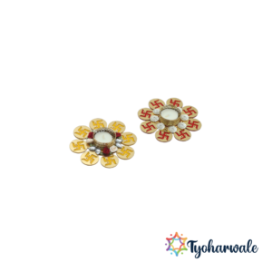 Flower with Swastik Diya | Set of 4 | Flower with Swastik Diya Set Festive Lamps | Decorative Floral Diya for Diwali, Pooja, Gifting, Mandir & Rangoli Festival Decor |