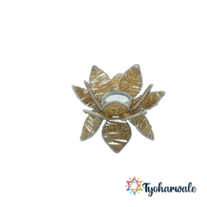 Crystal Flower Diya | Decorative Handcrafted Crystal Petal Diya for Festival, Pooja Ghar Decor, Weddings, Diwali & Table Centerpiece |