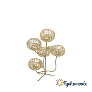 Crystal 5 bowl diya | Handcrafted Decorative Diya for Diwali, Weddings, Pooja Ghar decoration, Rangoli & Festive Home Decor |