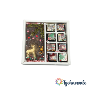 Christmas Chocolate Gift Box | Festive Reindeer Inspired Design & Assorted Decorative Bites | For Gifting & Celebrations |