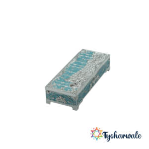 Rectangular Mukhwas/Jewelry/Gift Box – Detachable Partition Blue Elegant Storage Box for Diwali Gifts, Wedding Favors, and Pooja Rooms