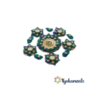 Blue Tissue Rangoli – Reusable Eco-Friendly Decorative Rangoli for Diwali, Festival Floor Styling, Pooja Room, and Wedding Décor