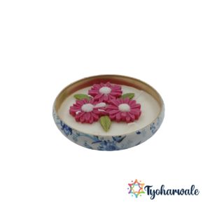 Floral Design Candle Plate Eco-Friendly | Daisy/ Gulbahar Design | Decorative Candle for Diwali, Christmas, Gifting, Home & Festive Decor |