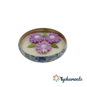 Daisy Plate Candle | Floral Design Candle Plate | Decorative Candle for Home, Festive Decor, Diwali, Christmas & Gifting |