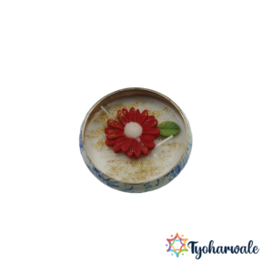 Single Daisy Bowl Candle | Floral Gulbahar Design Candle for Home & Festive Decor | Handmade Eco-Friendly Decorative Candle |