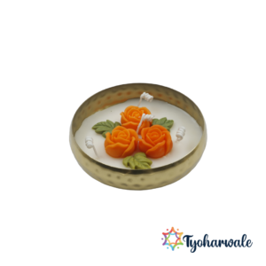 Urli Candle | Decorative Wax Bowl | Handcrafted Flower Urli Candle for Diwali, Weddings, Festive Decor & Home |