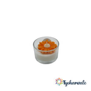 Glass Daisy Candle | Handmade Floral Wax Candle | Decorative Gulbahar Flower Candle for Diwali, Weddings & Home Gifting |