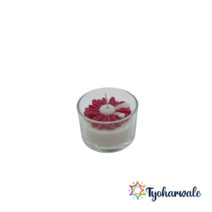 Handmade Glass Daisy Candle | Eco-Friendly Floral Wax Candle in Transparent Glass | For Diwali, Weddings & Home Gifting |