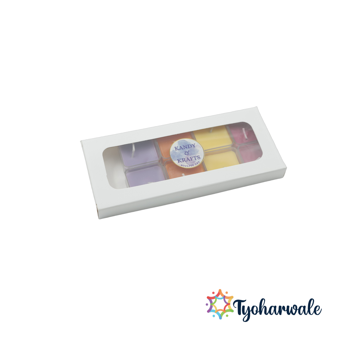 Square Set Candles | Handmade Eco-Friendly Wax Candles | Decorative Square-shaped Candle Pack for Diwali, Home Decor & Gifting