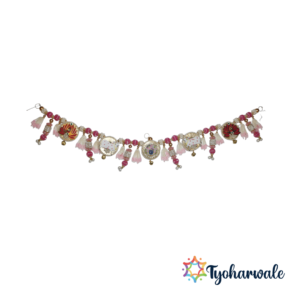 Shrinath Pink Floral Toran – Handcrafted Door Hanging for Diwali, Navratri, Weddings, Housewarming and Pooja Rooms