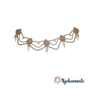 Orange Crystal Toran – Sparkling Door Hanging for Diwali, Wedding Entrances, Navratri & Housewarming, Traditional Festive Décor