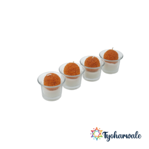 Laddu Shot Candle Jar Ladoo Candle in Glass Shot Set of 2 | Laddoo Decorative Candle | Motichoor Laddu Candles - Diwali Gift Pack | Tyoharwale