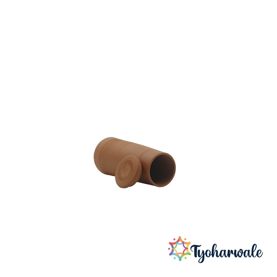 Mitti Half-Liter Water Bottle | Handmade Mitti Ki Bottle | Natural Clay Water Bottle | Eco-Friendly Mati Bottle for Drinking Water & Gifting