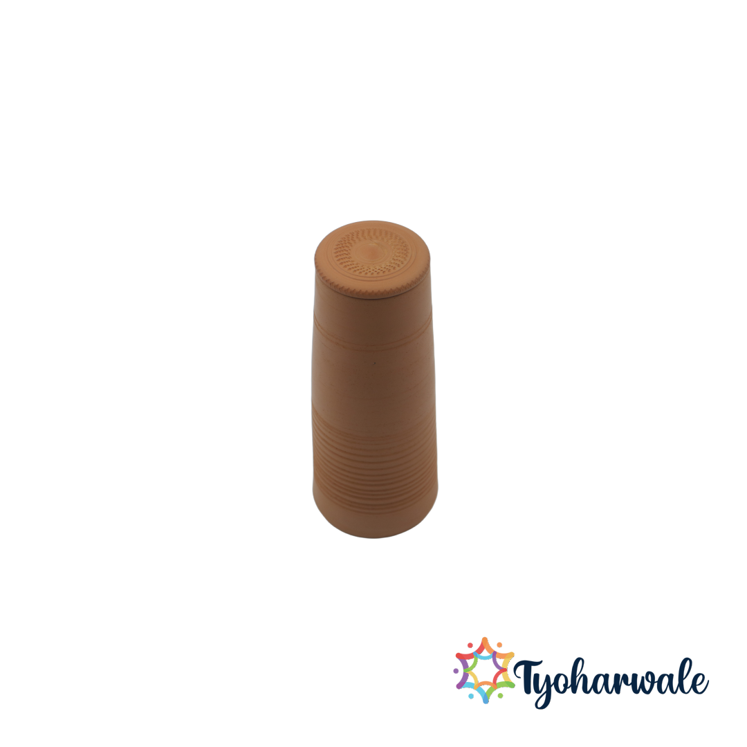 Mitti Half-Liter Water Bottle | Handmade Mitti Ki Bottle | Natural Clay Water Bottle | Eco-Friendly Mati Bottle for Drinking Water & Gifting