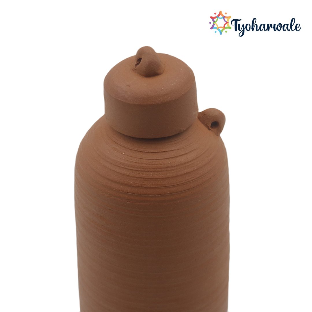 Mitti Water Bottle 1 liter | Handmade Mitti Ki Bottle | Natural Clay Water Bottle | Eco-Friendly Mati Bottle for Drinking Water & Gifting |