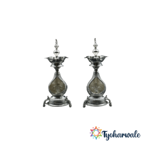 Coconut Silver Deepa Lamp with Peacock Design – Pure 925 Silver Diya for Pooja, Festivals, Home Decor, and Diwali Gifting.