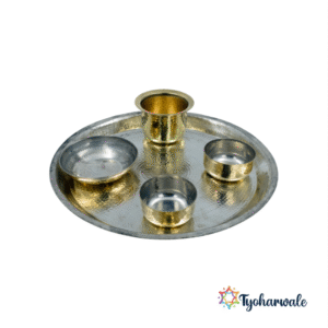 Brass Tat set | Traditional Pital Plate | Bhog thali set for Pooja Rituals | For Home temple, Office or Temple |