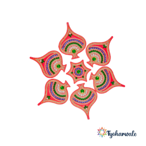 Reusable Acrylic Rangoli, Colorful Kundan Stone Design| Reusable Rangoli Stencil for Home & Temple Decoration| Decorative Rangoli for Festivals & Celebrations| Reusable Rangoli for Pooja Room & Mandir