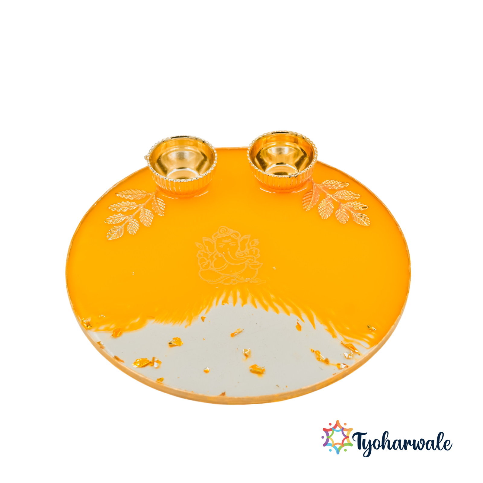 Resin Pooja Thali Set, Traditional Indian Worship Plate, Resin Pooja Thali for Puja and Festive Season