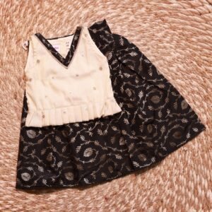 Off White Golden Tissue V Neck Black Parkar