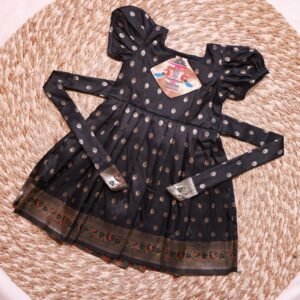 Paithani Border Frock with Paithani Patch and Balloon Sleeves