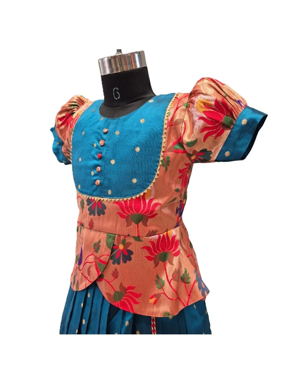 Designer Festive Ethnic Wear – Teal Blue Butti Lehenga with Scalloped Peplum