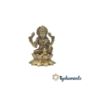 Brass Lakshmi Devi Idol Statue | Handcrafted Maa Laxmi Murti for Pooja, Temple, Home, Office, Diwali and Festival Décor, Spiritual Gifting, Car Dashboard, Small Size Idol