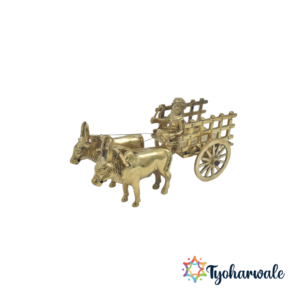 Brass Bullock Cart Showpiece – Handcrafted Bailgadi Brass Antique Decor Item | Double Bull Brass Cart for Home and Office Decor | Village Theme Decorative Gift for Diwali and Housewarming