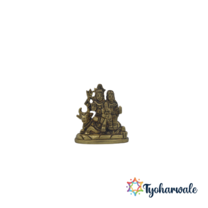 Brass Shiv Parivar Idol – Handcrafted Shiva Parvati Murti with Ganesha, Kartikeya & Nandi | Antique Finish Brass Shiv Family Statue for Home Temple Pooja & Diwali Gift