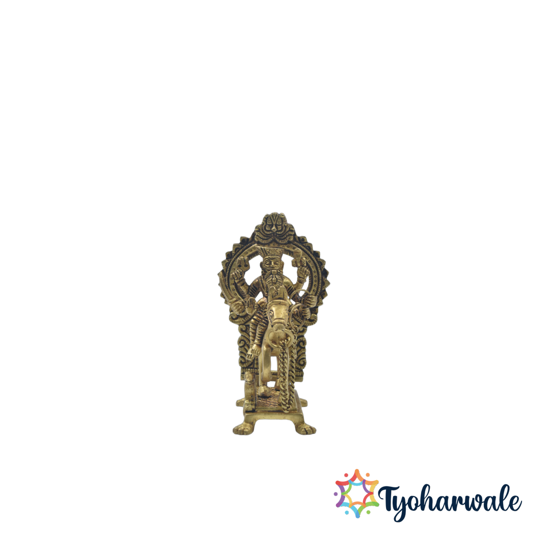 Brass Khandoba Idol – Handcrafted Lord Martanda Bhairava Murti for Jejuri & Khanderaya; Malhar – Home Temple, Mandir & Festival Decor – Hindu God Brass Showpiece