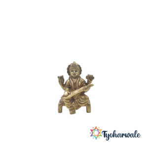 Brass Saraswati Idol | Maa Saraswati Murti for Home, Temple, Study Table, Car Dashboard, Pooja Room & Gifting |