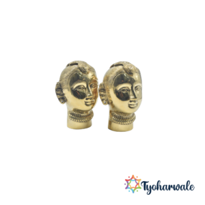 Brass Goddess Gauri Head Showpiece – Handcrafted Maa Parvati Decorative Idol for Home, Pooja Room and Gifting – Antique Brass Hindu Deity Figurine for Gauri -Ganpati Pooja