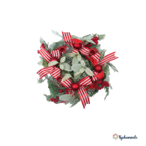 Premium Christmas Wreath | Festive Entrance Decoration with Ribbons and Ornaments | Door Hanging for Christmas Décor and Gifting