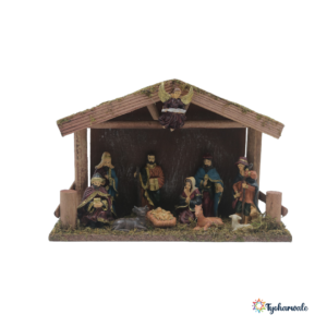 Nativity Set for Christmas Decoration | Holy Family Stable Hut with 11 Figurines | Crib Set for Home Décor, Festival Display and Gifting |