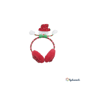 Cute Christmas Snowman Earmuffs | Red Sequin and Faux Fur Ear Warmers | Festive Holiday Headband for Kids and Adults | Xmas Winter Accessory and Gifting |