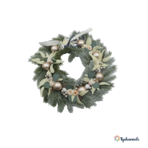 Elegant Outdoor Christmas Wreath | Premium Golden Baubles and Floral Accents | Holiday Wreath for Door, Wall, and Home Décor |