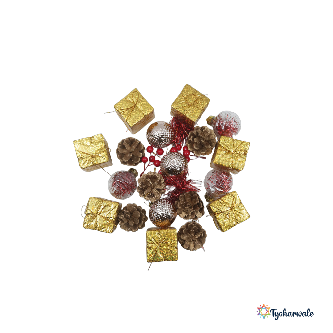 Premium Christmas Ornaments Gift Box | Assorted Baubles, Mini Gift Boxes, and Bow | Festive Hanging Decorations for Christmas Tree and Home Décor