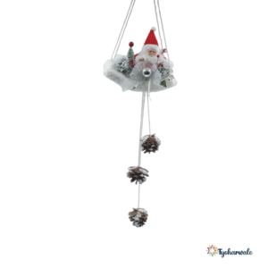 Cute Sitting Santa Claus Hanging Decoration with Pinecones and Pearls | Festive Xmas Décor for Tree, Door, and Home
